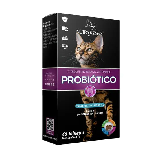 Suplemento para Gatos Probiótico Nutrafases 45 tabletes