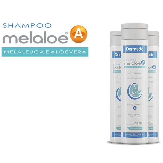 Shampoo Dermatic Melaloe A com Melaleuca e Aloe Vera para Cães e Gatos 300 ml